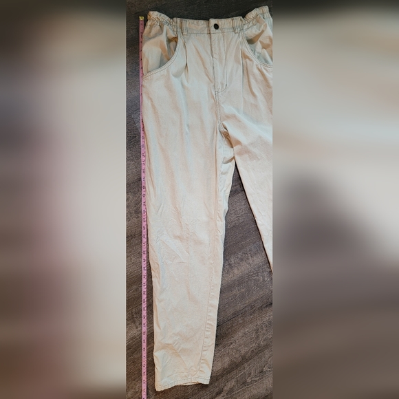 Vintg 80's Pants Women's 16 Khaki High Rise Straight Leg Pleated Elastic Waist - Picture 13 of 14